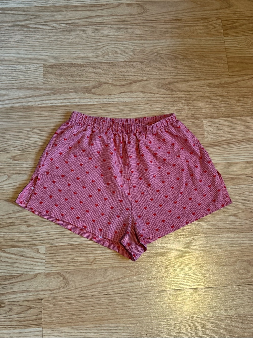 Pink Heart Print Women's Casual Shorts